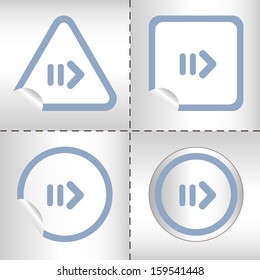 simple icon set of arrows on sticker button different forms in modern style. eps10 vector illustration