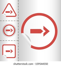 simple icon set of arrows on sticker button different forms in modern style. eps10 vector illustration 