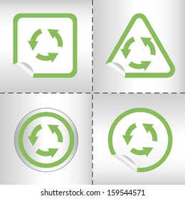 simple icon set of arrows on sticker button different forms in modern style. eps10 vector illustration 
