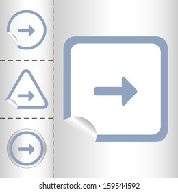 simple icon set of arrows on sticker button different forms in modern style. eps10 vector illustration 