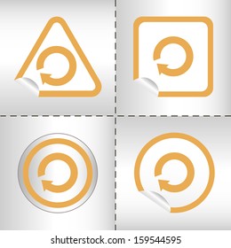 simple icon set of arrows on sticker button different forms in modern style. eps10 vector illustration 