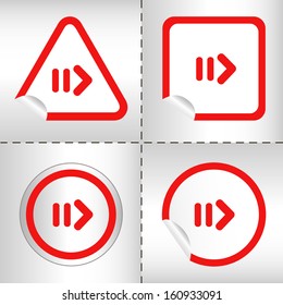 simple icon set of arrows on sticker button different forms in modern style. eps10 vector illustration