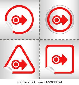 simple icon set of arrows on sticker button different forms in modern style. eps10 vector illustration