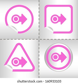 simple icon set of arrows on sticker button different forms in modern style. eps10 vector illustration