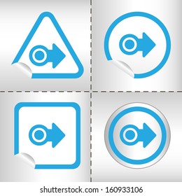 simple icon set of arrows on sticker button different forms in modern style. eps10 vector illustration