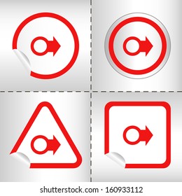 simple icon set of arrows on sticker button different forms in modern style. eps10 vector illustration