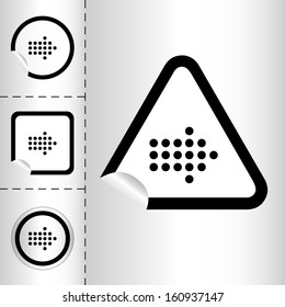 simple icon set of arrows on sticker button different forms in modern style. eps10 vector illustration