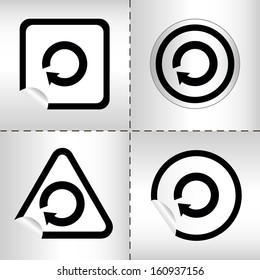 simple icon set of arrows on sticker button different forms in modern style. eps10 vector illustration