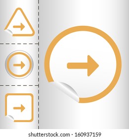 simple icon set of arrows on sticker button different forms in modern style. eps10 vector illustration