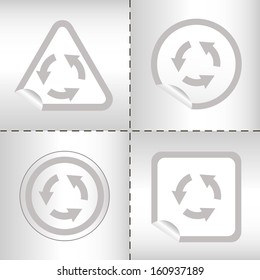 simple icon set of arrows on sticker button different forms in modern style. eps10 vector illustration
