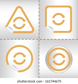 simple icon set of arrows on sticker button different forms in modern style. eps10 vector illustration