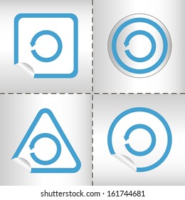 simple icon set of arrows on sticker button different forms in modern style. eps10 vector illustration