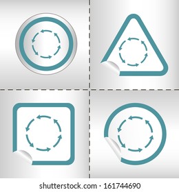 simple icon set of arrows on sticker button different forms in modern style. eps10 vector illustration