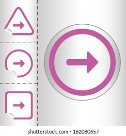 simple icon set of arrows on sticker button different forms in modern style. eps10 vector illustration 