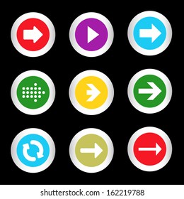 simple icon set of arrows on buttons in different colors in modern style. eps10 vector illustration