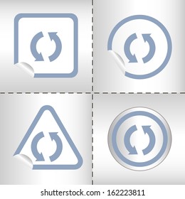 simple icon set of arrows on sticker button different forms in modern style. eps10 vector illustration