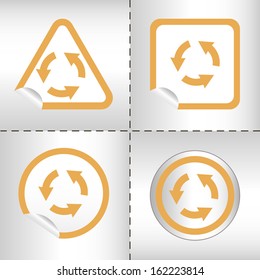 simple icon set of arrows on sticker button different forms in modern style. eps10 vector illustration