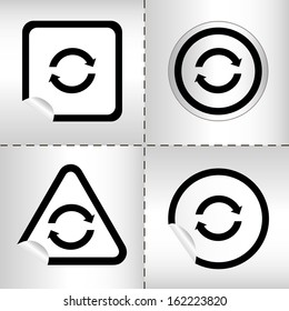 simple icon set of arrows on sticker button different forms in modern style. eps10 vector illustration