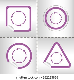 simple icon set of arrows on sticker button different forms in modern style. eps10 vector illustration