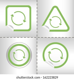 simple icon set of arrows on sticker button different forms in modern style. eps10 vector illustration