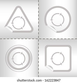 simple icon set of arrows on sticker button different forms in modern style. eps10 vector illustration