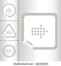simple icon set of arrows on sticker button different forms in modern style. eps10 vector illustration