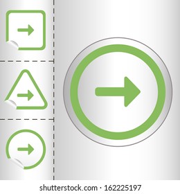simple icon set of arrows on sticker button different forms in modern style. eps10 vector illustration