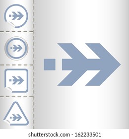 simple icon set of arrows on sticker button different forms in modern style. eps10 vector illustration