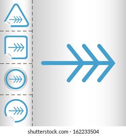 simple icon set of arrows on sticker button different forms in modern style. eps10 vector illustration