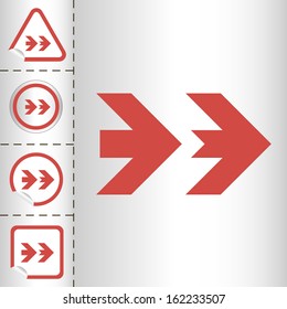 simple icon set of arrows on sticker button different forms in modern style. eps10 vector illustration