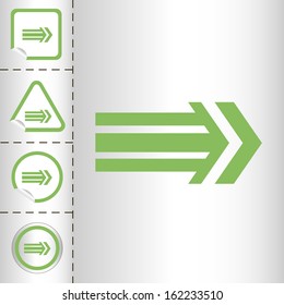 simple icon set of arrows on sticker button different forms in modern style. eps10 vector illustration