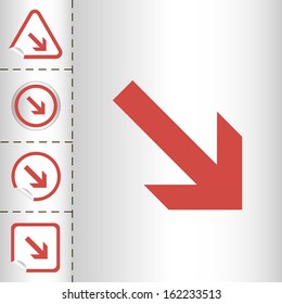 simple icon set of arrows on sticker button different forms in modern style. eps10 vector illustration