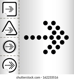 simple icon set of arrows on sticker button different forms in modern style. eps10 vector illustration