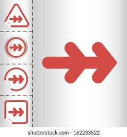 simple icon set of arrows on sticker button different forms in modern style. eps10 vector illustration