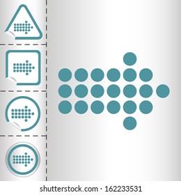 simple icon set of arrows on sticker button different forms in modern style. eps10 vector illustration