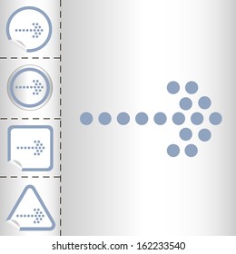 simple icon set of arrows on sticker button different forms in modern style. eps10 vector illustration