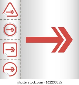 simple icon set of arrows on sticker button different forms in modern style. eps10 vector illustration