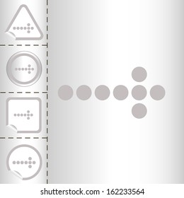simple icon set of arrows on sticker button different forms in modern style. eps10 vector illustration