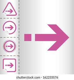 simple icon set of arrows on sticker button different forms in modern style. eps10 vector illustration