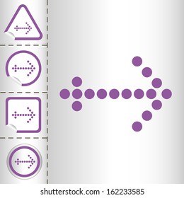 simple icon set of arrows on sticker button different forms in modern style. eps10 vector illustration