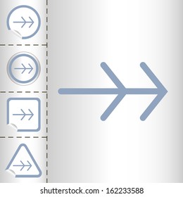 simple icon set of arrows on sticker button different forms in modern style. eps10 vector illustration