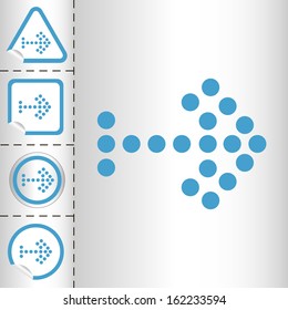 simple icon set of arrows on sticker button different forms in modern style. eps10 vector illustration