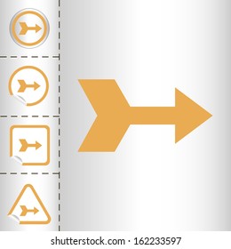 simple icon set of arrows on sticker button different forms in modern style. eps10 vector illustration