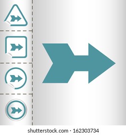 simple icon set of arrows on sticker button different forms in modern style. eps10 vector illustration