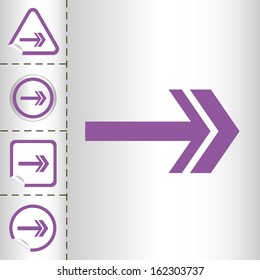 simple icon set of arrows on sticker button different forms in modern style. eps10 vector illustration
