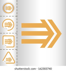 simple icon set of arrows on sticker button different forms in modern style. eps10 vector illustration