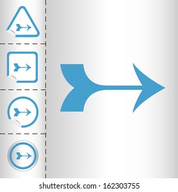 simple icon set of arrows on sticker button different forms in modern style. eps10 vector illustration
