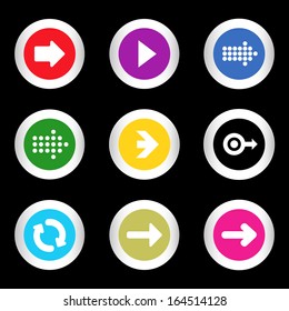 simple icon set of arrows on buttons in different colors in modern style. eps10 vector illustration 