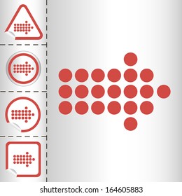 simple icon set of arrows on sticker button different forms in modern style. eps10 vector illustration
