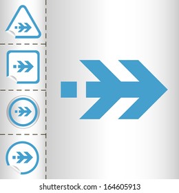 simple icon set of arrows on sticker button different forms in modern style. eps10 vector illustration